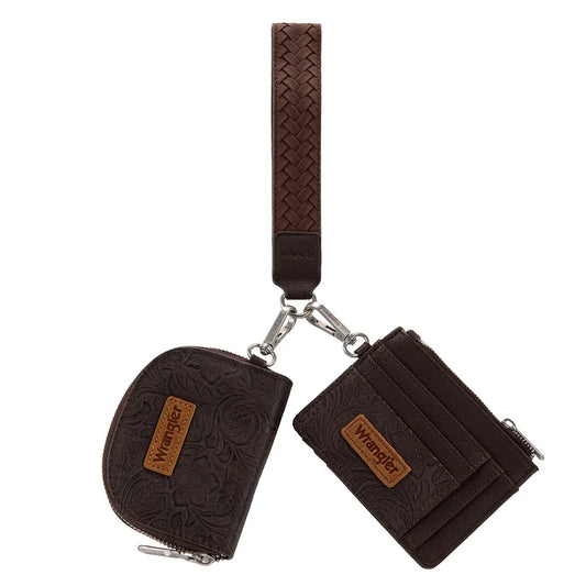 Wrangler Floral Tooled 2‑Piece RFID Wallet Set WG-WL-608-0051