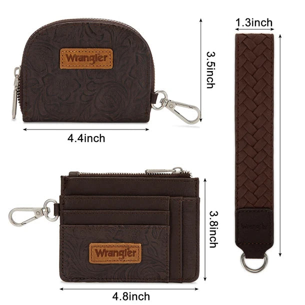 Wrangler Floral Tooled 2‑Piece RFID Wallet Set WG-WL-608-0051