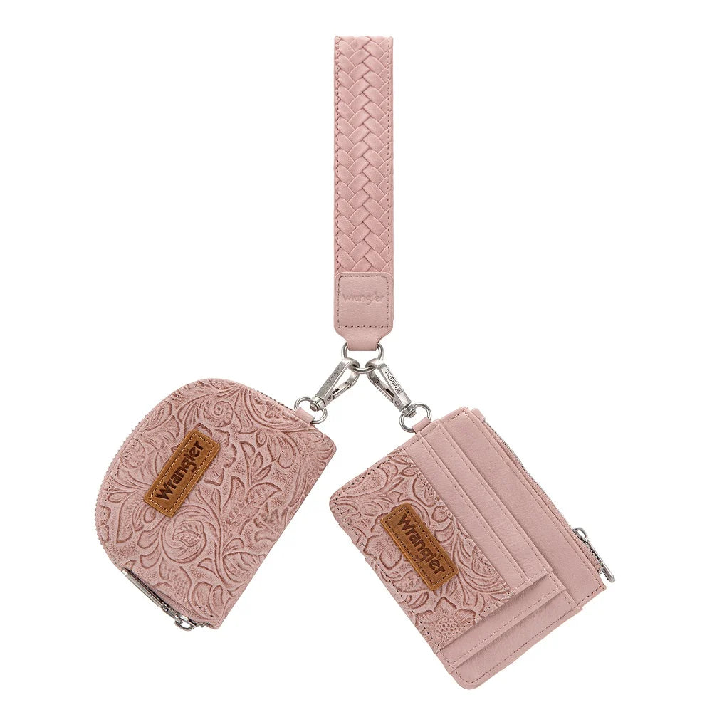 Wrangler Floral Tooled 2‑Piece RFID Wallet Set WG-WL-608-0051