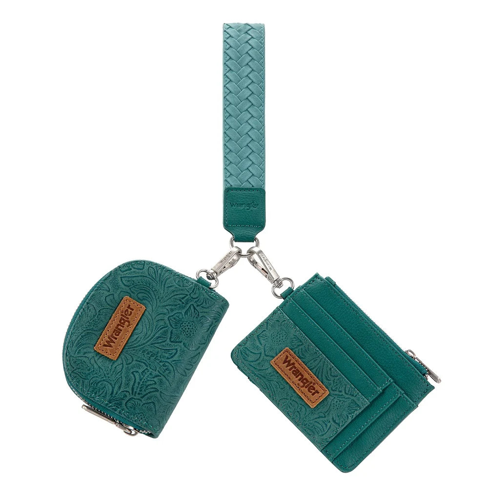 Wrangler Floral Tooled 2‑Piece RFID Wallet Set WG-WL-608-0051