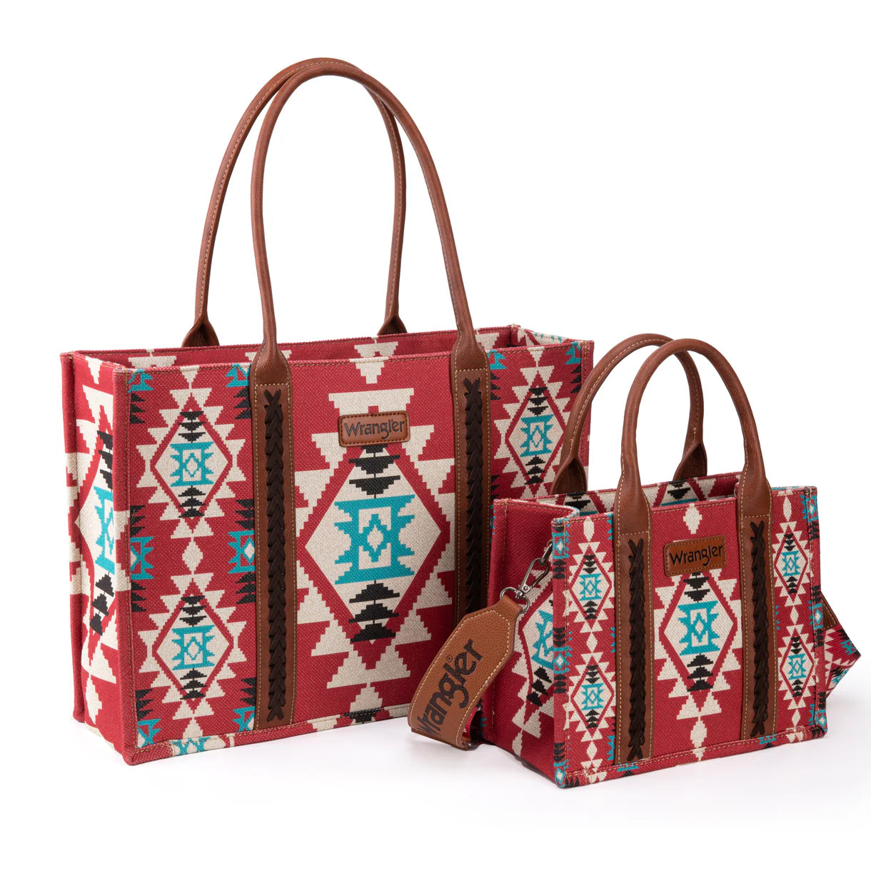Wrangler Southwestern Print Large Tote & Small Canvas Tote/Crossbody (2Pcs Set)