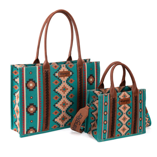 Wrangler Southwestern Print Large Tote & Small Canvas Tote/Crossbody (2Pcs Set)