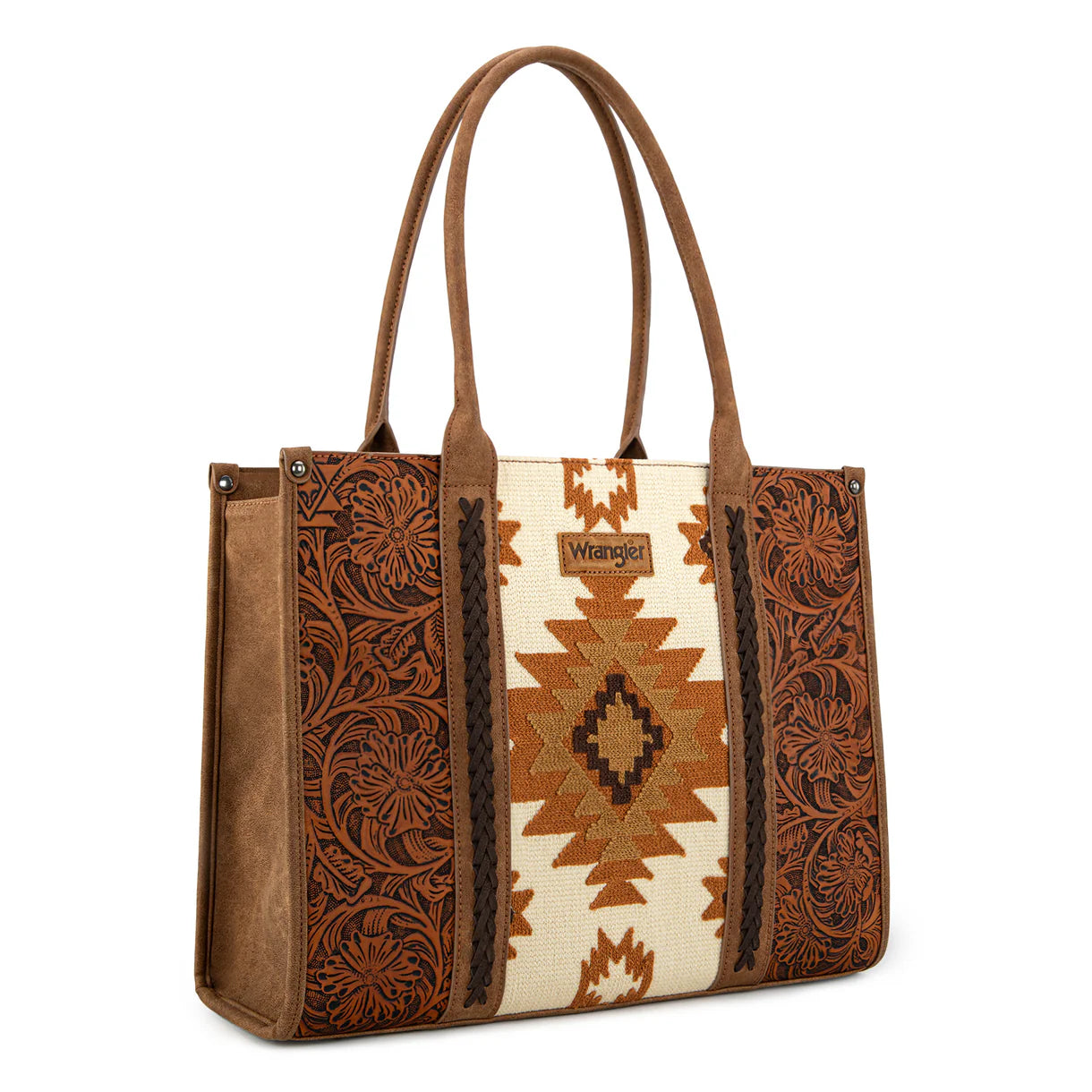 Wrangler Tooled Aztec Pattern Print Concealed Carry Large Tote