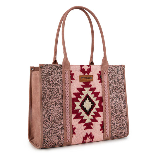 Wrangler Tooled Aztec Pattern Print Concealed Carry Large Tote