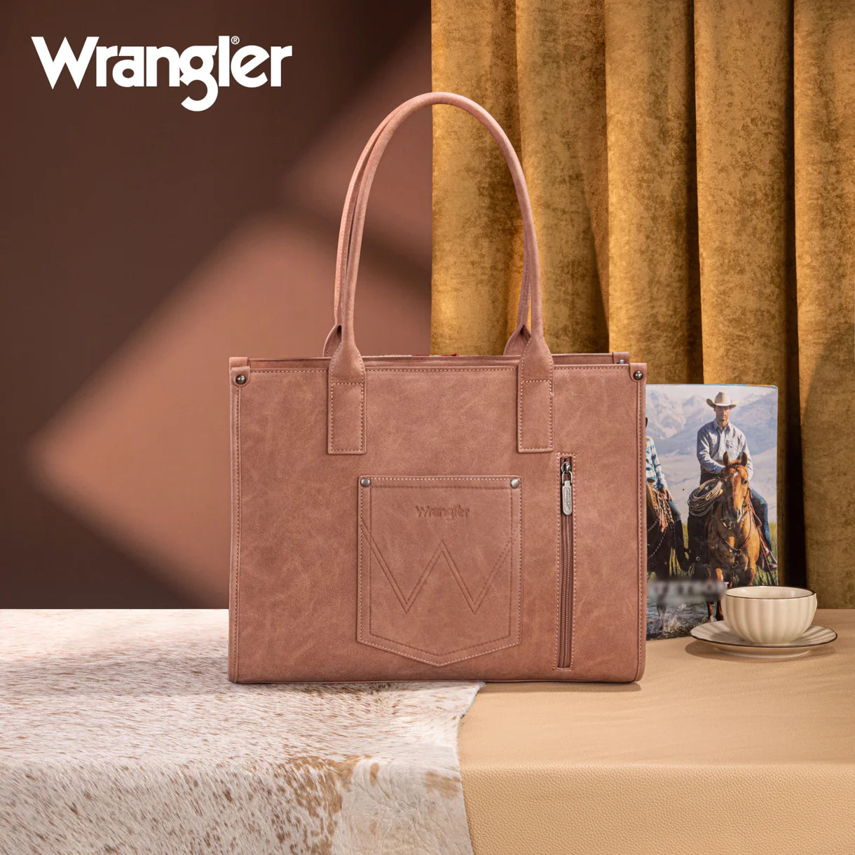 Wrangler Tooled Aztec Pattern Print Concealed Carry Large Tote