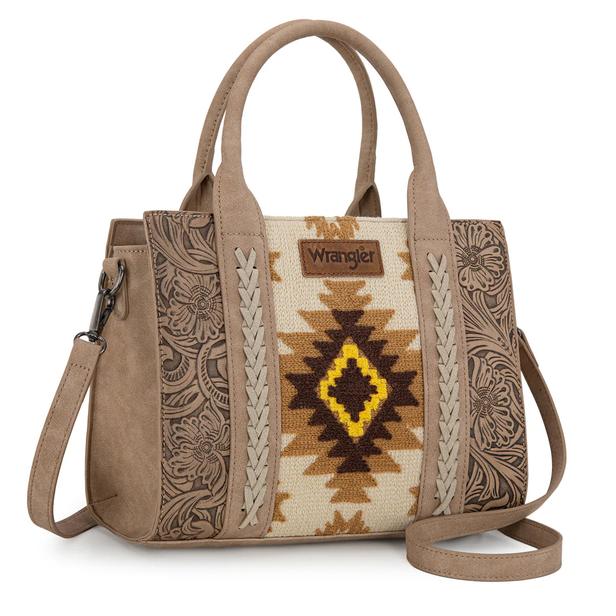 Wrangler Tote/ Crossbody Tooled Aztec Pattern Print, WG226-8120