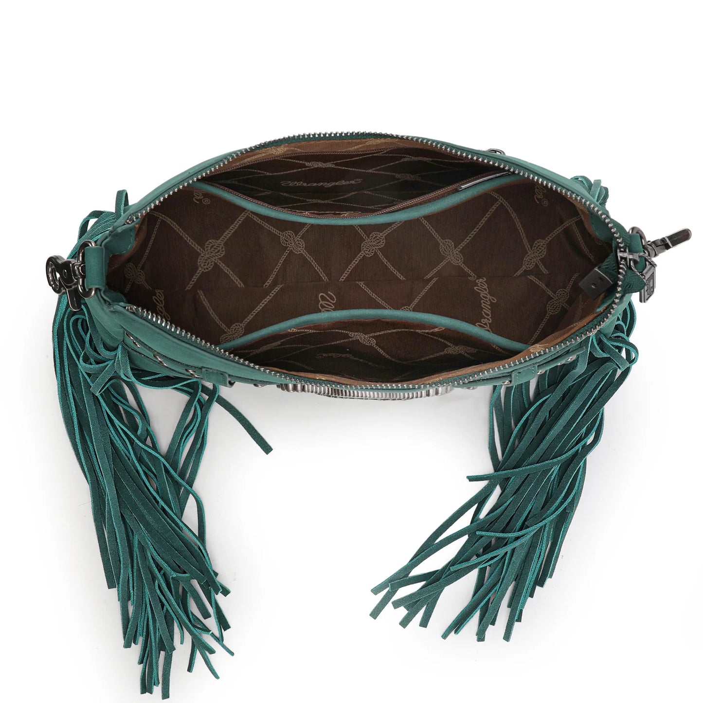 WG241-2022 Wrangler Fringe Buckle Hobo Bag/Crossbody Bag - Turquoise