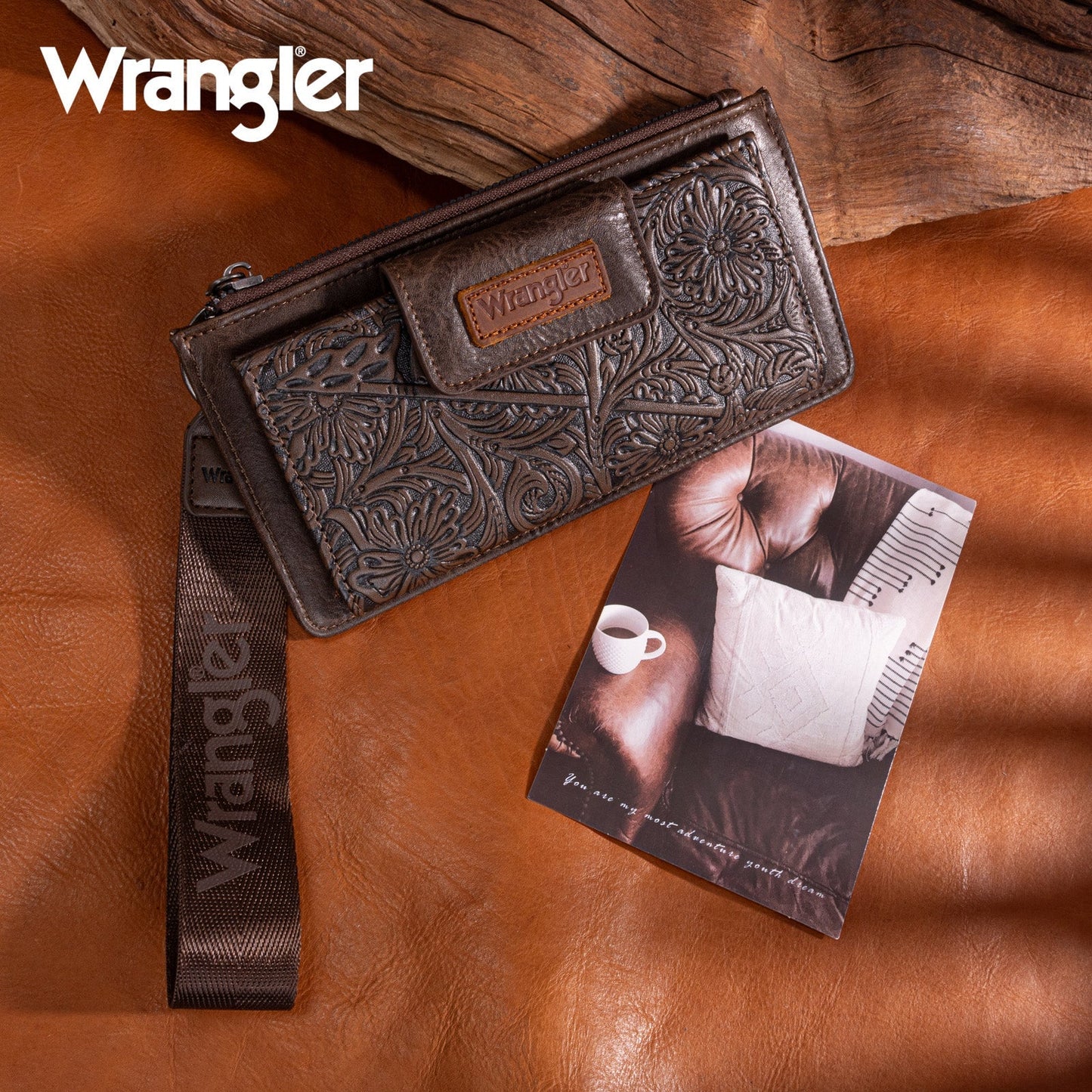Wrangler Floral Tooled Card Wallet/Wristlet