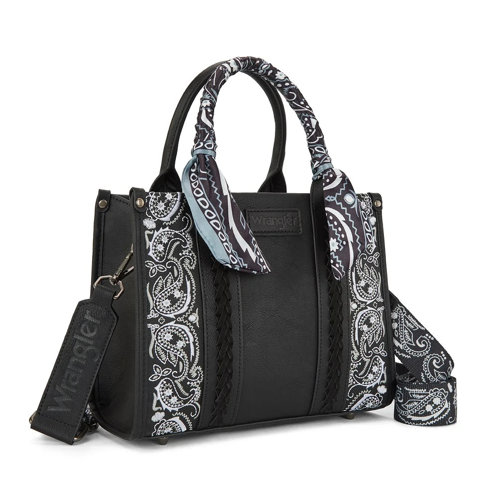 Wrangler Bandana Paisley Braided Tote Purse- Multiple Colours  WG331-8120