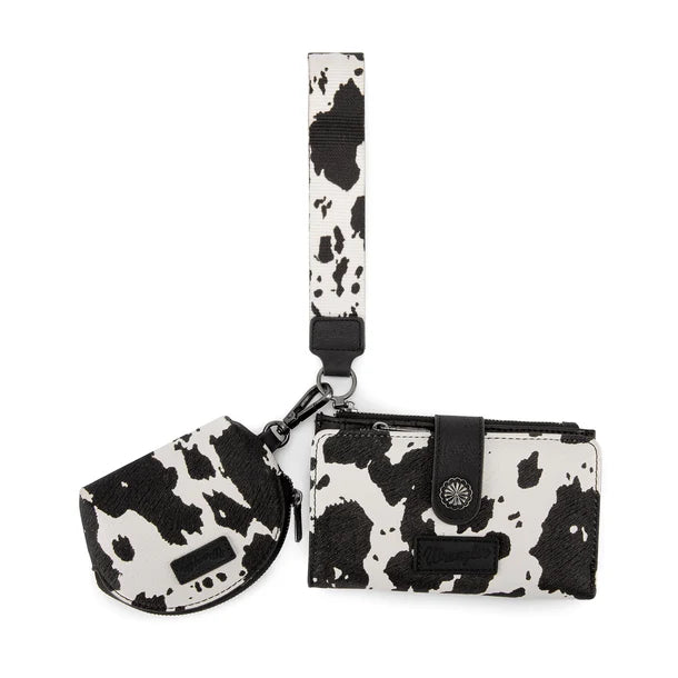 Wrangler Cow Print Wallet & Coin Pouch Wristlet Set WG-WL-444-129