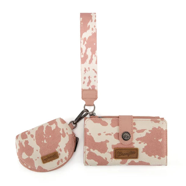 Wrangler Cow Print Wallet & Coin Pouch Wristlet Set WG-WL-444-129
