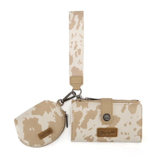 Wrangler Cow Print Wallet & Coin Pouch Wristlet Set WG-WL-444-129
