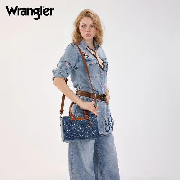 Wrangler Western Rhinestone Denim Boston Bag/Crossbody WG458-51102