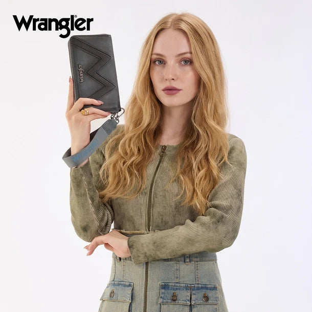 Wrangler Chevron Stitch Zip Around Wristlet Wallet WG480-W006