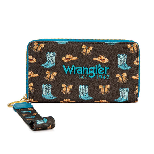 Wrangler Western Print RFID Blocking Zippered Cowgirl Wallet - WG524-W006CF