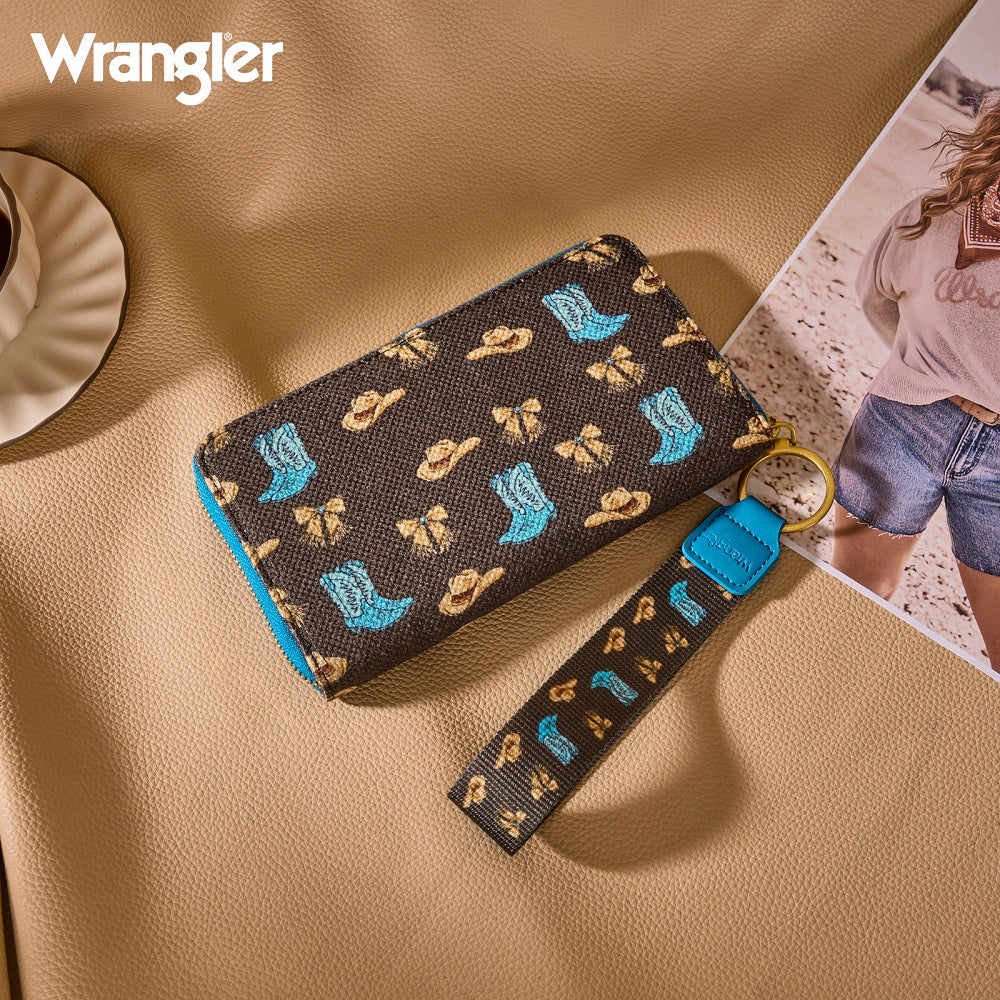 Wrangler Western Print RFID Blocking Zippered Cowgirl Wallet - WG524-W006CF
