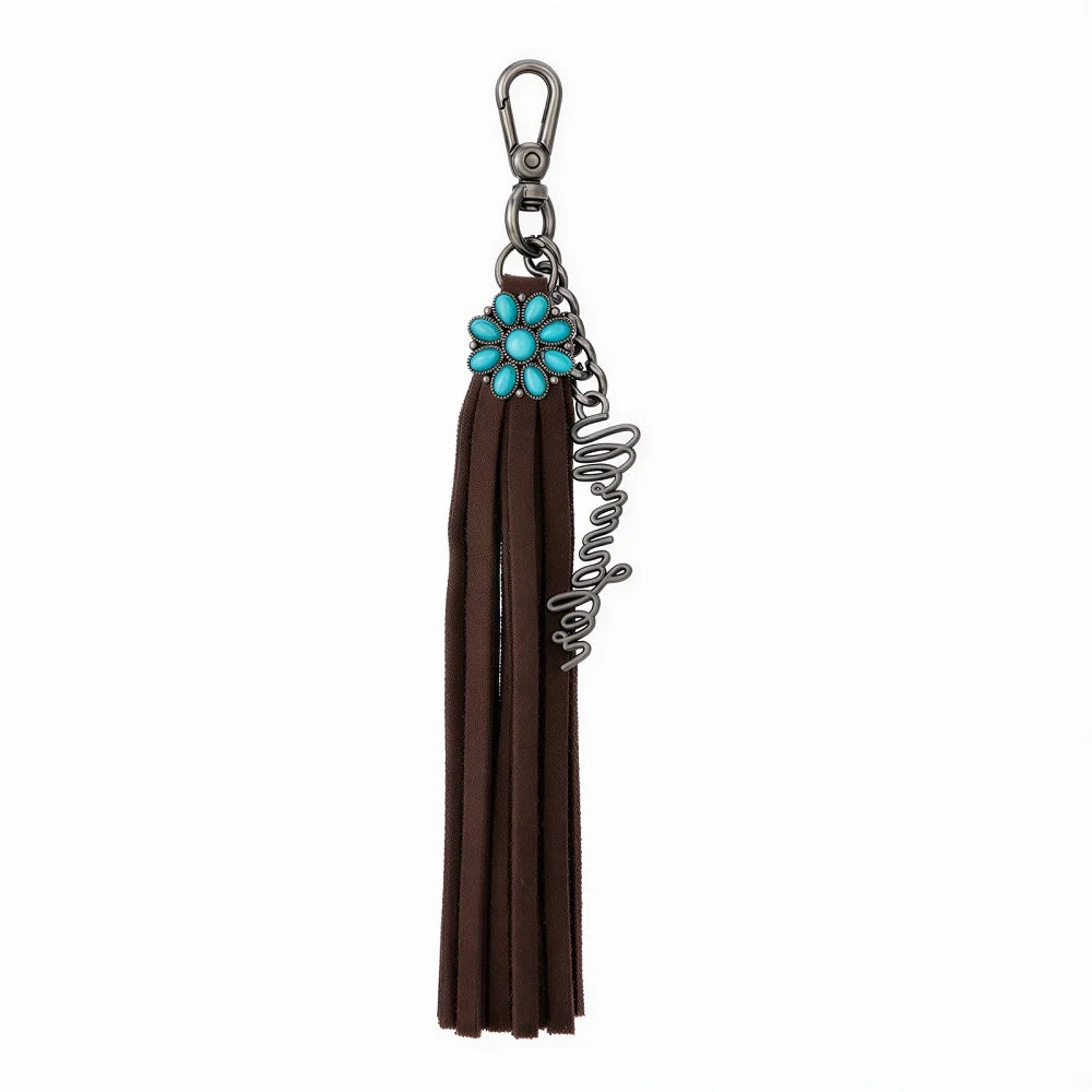 Wrangler Turquoise Fringe Suede Bag Charm WGC-1021