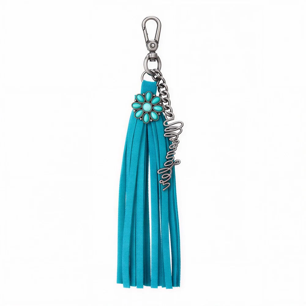 Wrangler Turquoise Fringe Suede Bag Charm WGC-1021