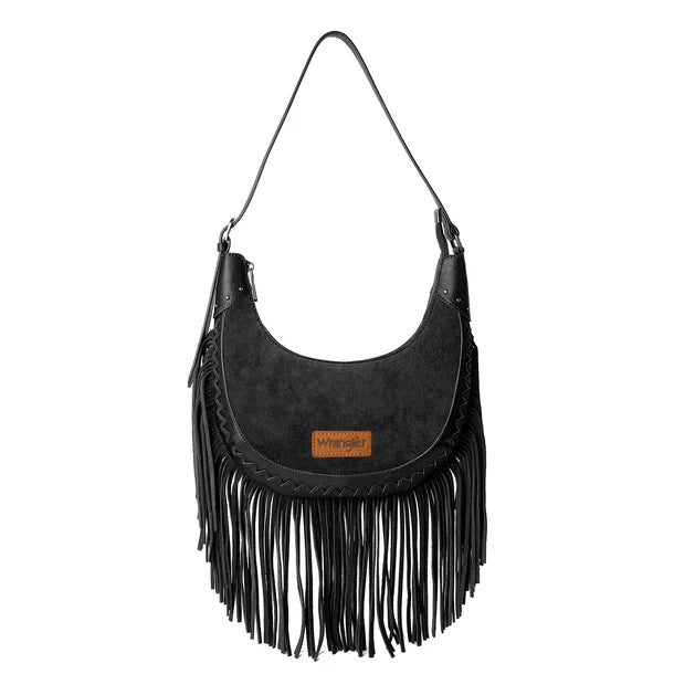 Wrangler Fringe Suede Crescent Hobo Shoulder Bag WGS637