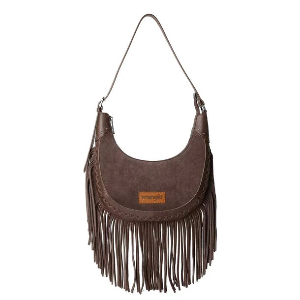 Wrangler Fringe Suede Crescent Hobo Shoulder Bag WGS637