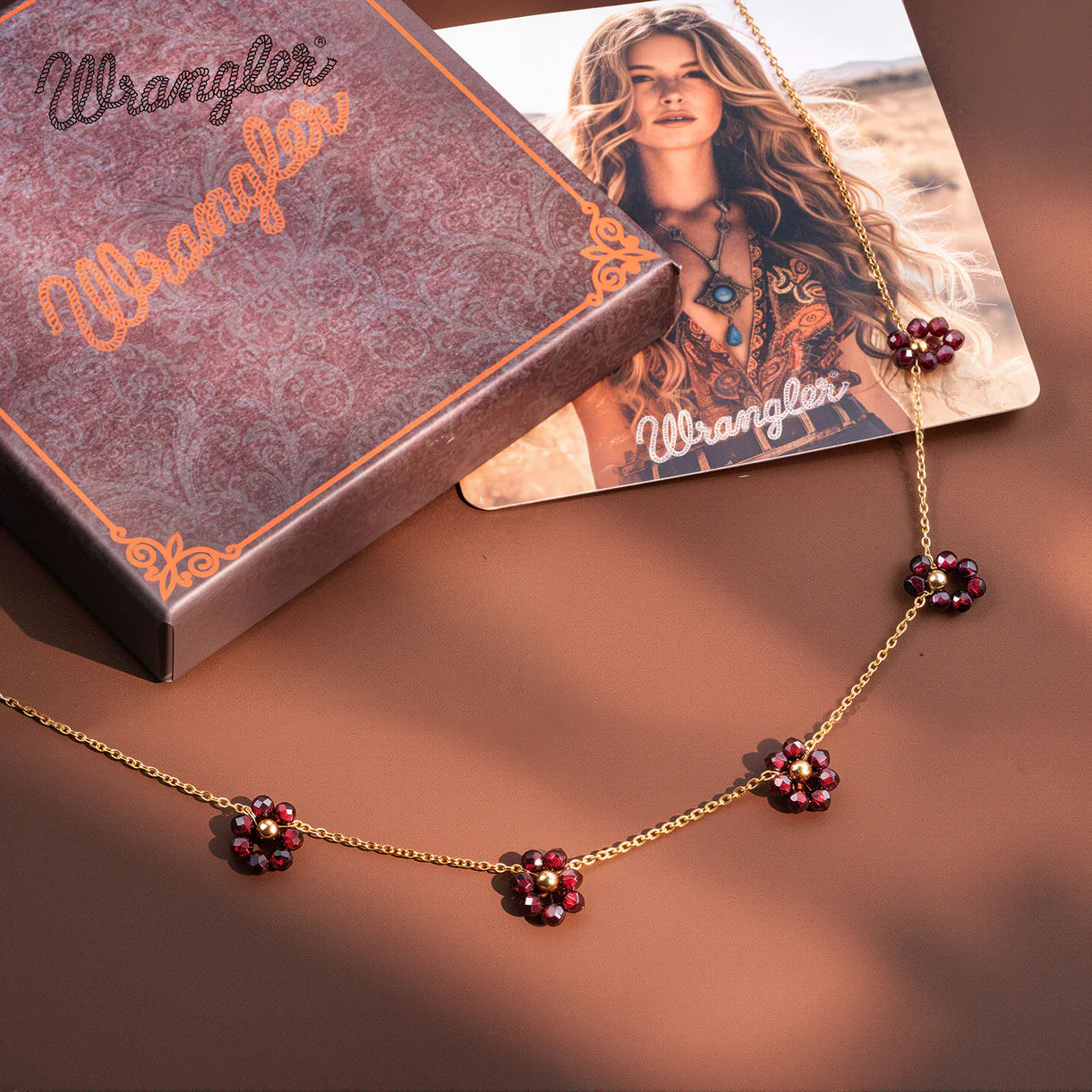 Wrangler 14K Gold Natural Stone Daisy Choker Necklace