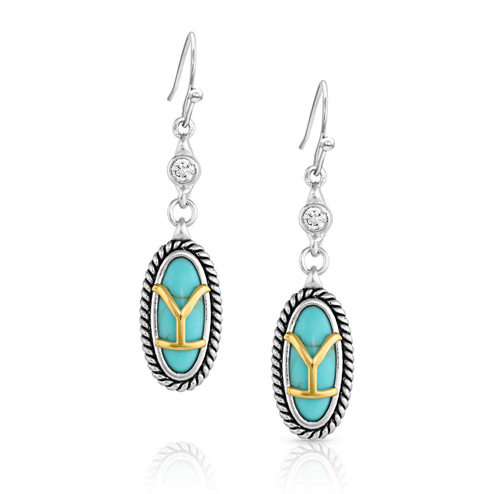 Montana Yellowstone Brand Oval Turquoise Earrings