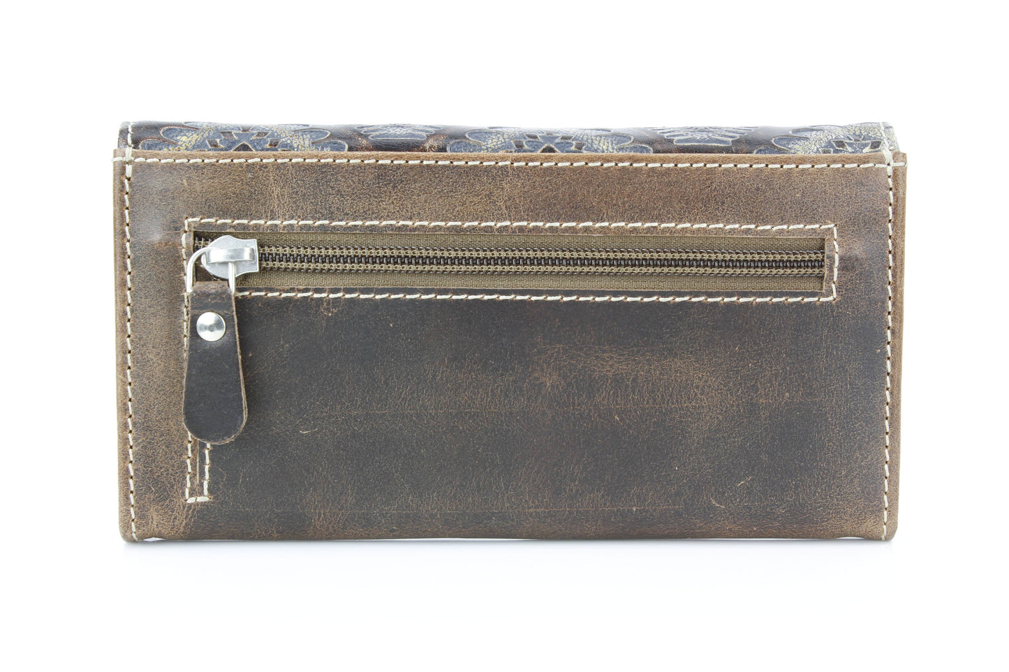Brown Aztec Embossed Leather Clutch Wallet ABLW 18-2511