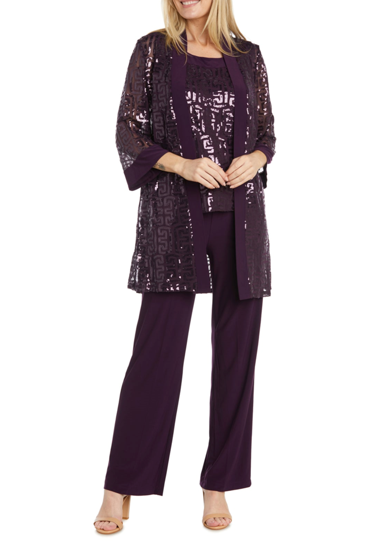 RM Richards 3-Piece Sequined Pants Suit 9761