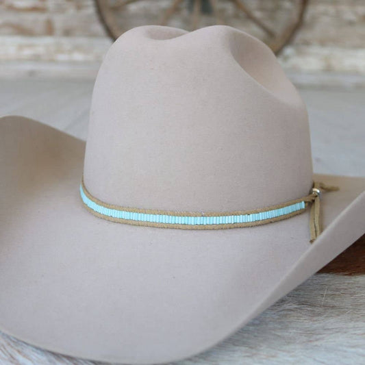 Lane Stitch Pale Blue Beaded Hat Band