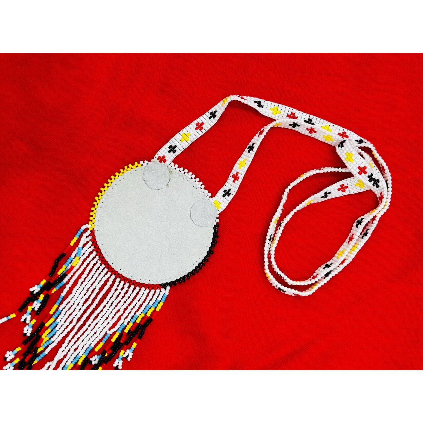 Handmade Beaded Necklace Earrings Set with 2-3 Inch Rosette Pendant - 4 Direction Thunderbird