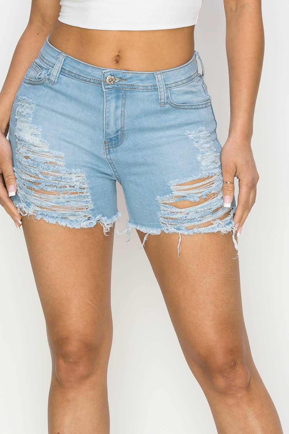 HIGH WAISTED SUPER-STRETCH DENIM SHORTS S-2102 2108 2109