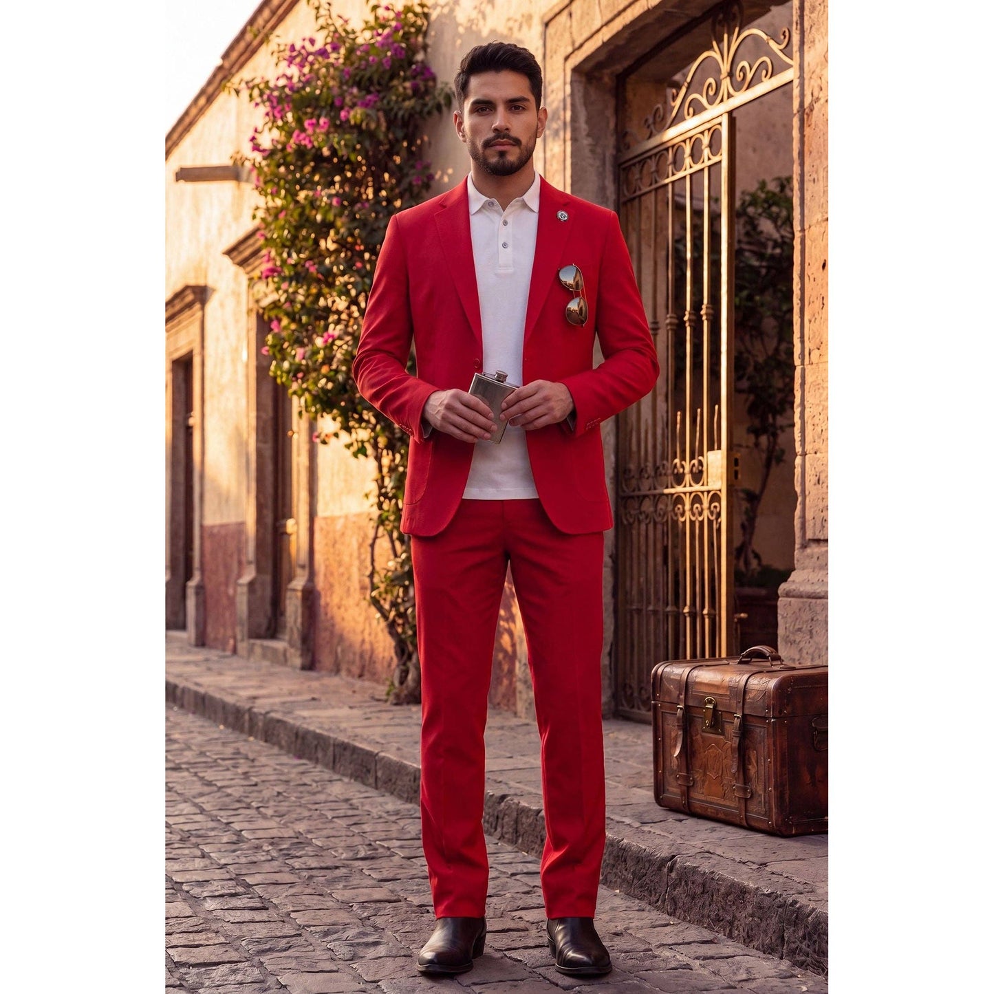 Men's 2-Pieces 2-Button Notch Lapel Suit Set 6SU08