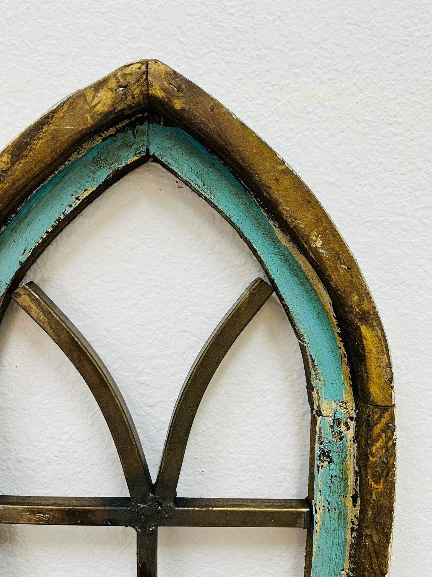 36" Cathedral Wood and Iron Arches, Turquoise - 2-7