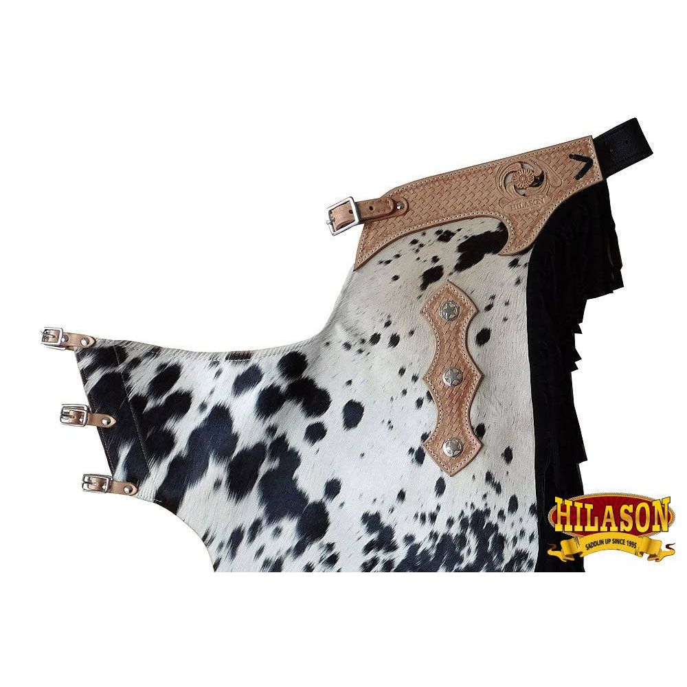 HILASON Western Pro Rodeo Bronc Bull Riding Leather Chinks | Handmade Chaps for Adults Hand Tooled Adult