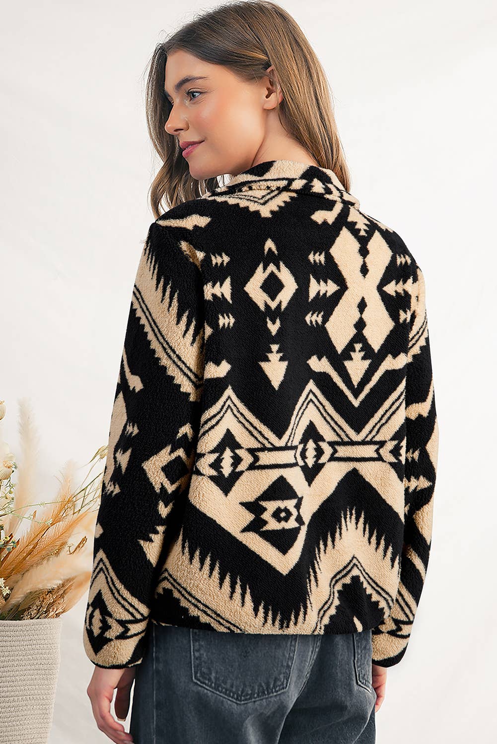Western Geometric Half Button Up Sweatshirt
