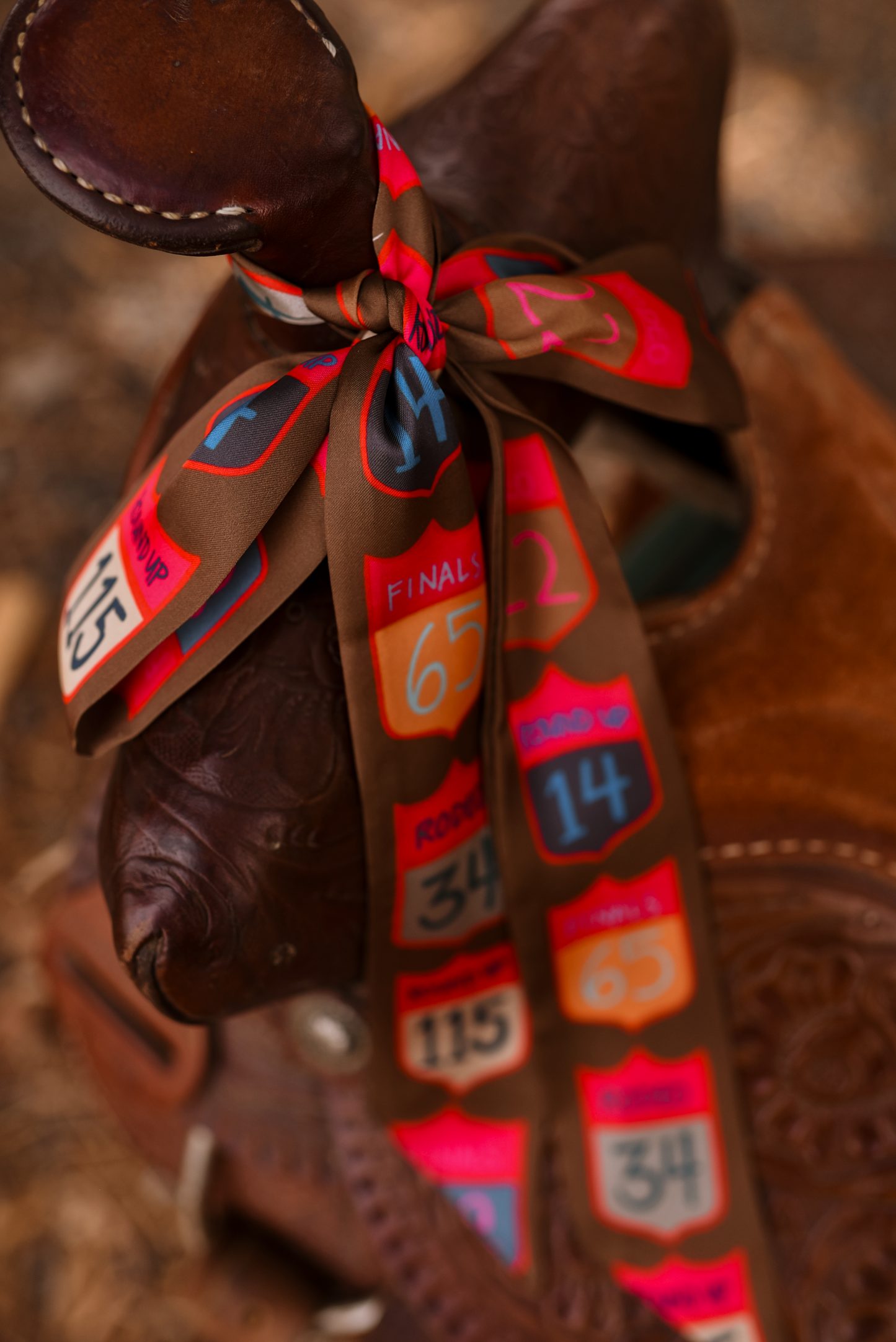 Rodeo Back Numbers Western Twilly Scarf: Cowgirl Rodeo Satin Chiffon Silk Style Scarf