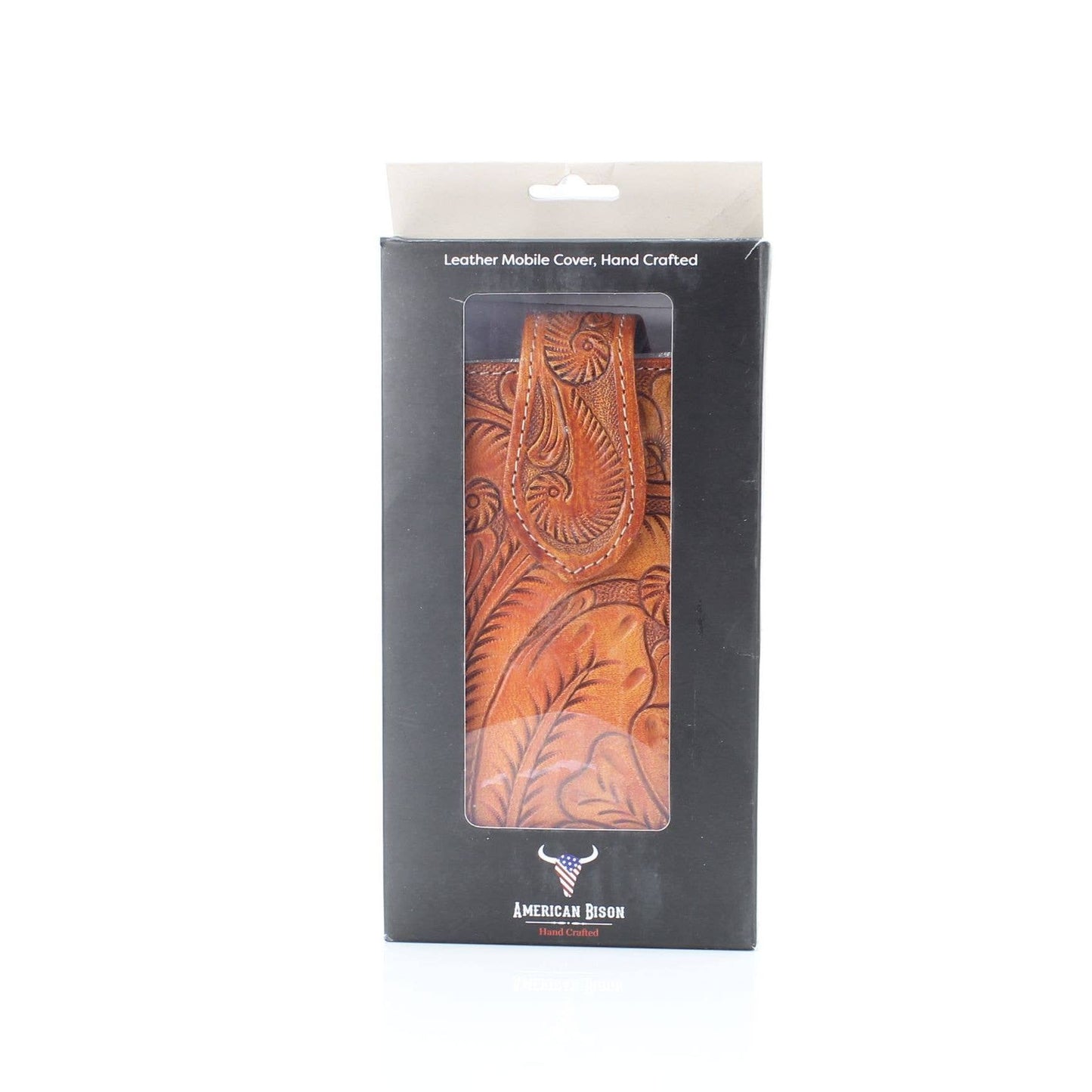 American Bison Floral Tooled Leather Phone Case for Belt