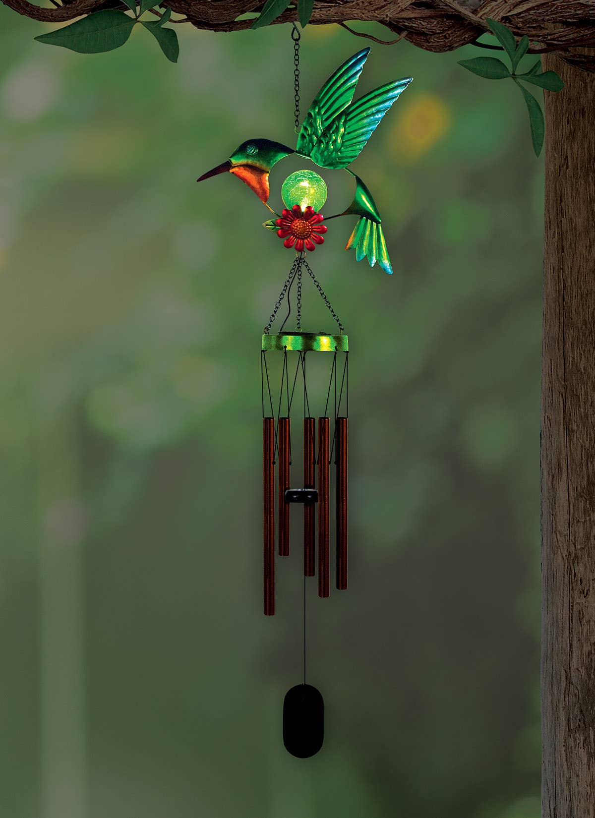38" Hummingbird Spring Garden Solar Wind Chime - 93827