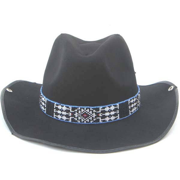 Medicine Man's Eye Beadwork Blue Black Beaded Cowboy Hat Band Belt