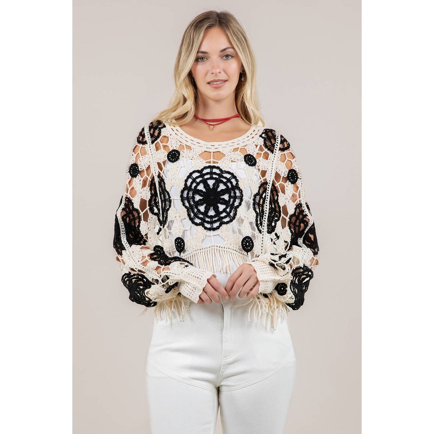 SIT 7097A FRINGED CROCHET TOP