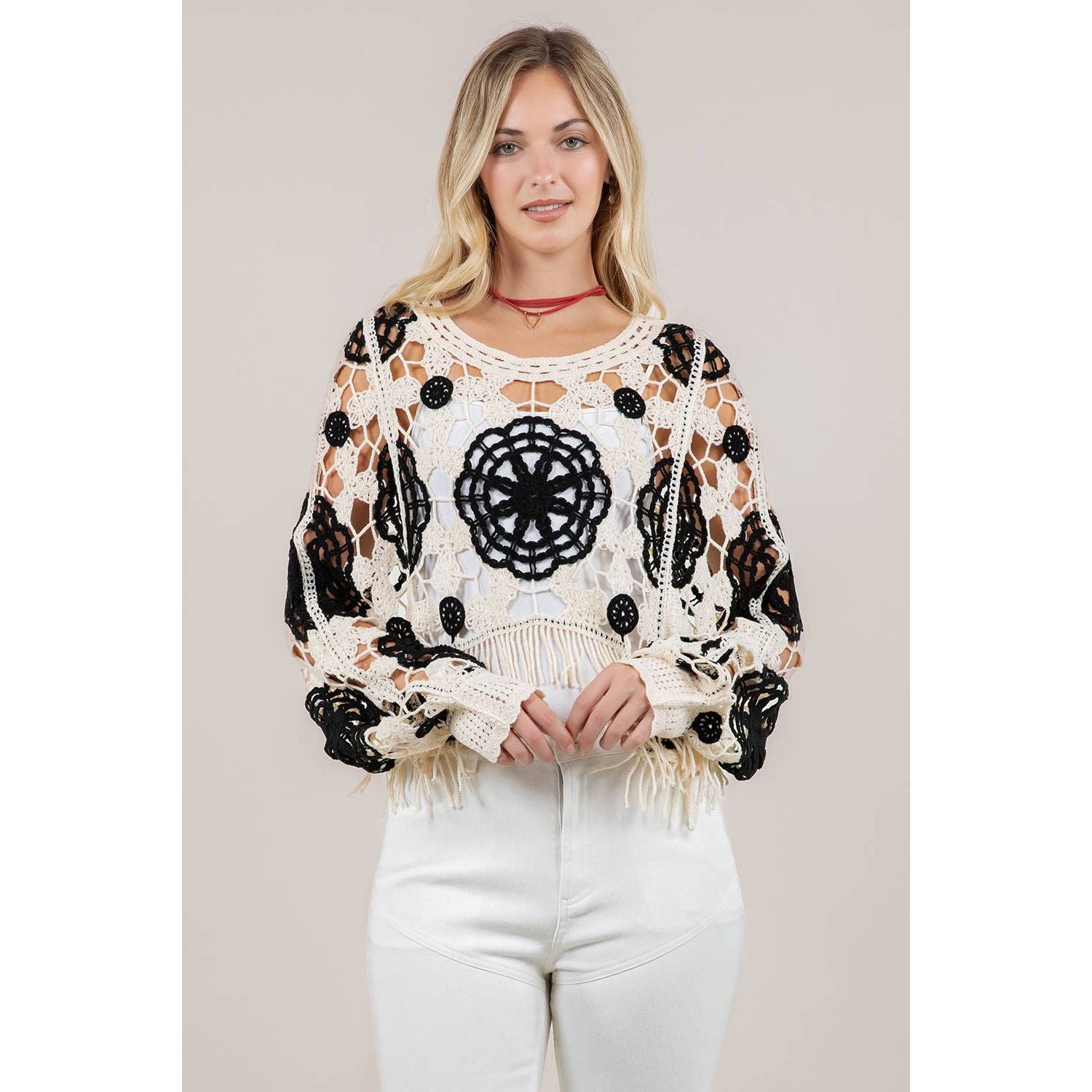 SIT 7097A FRINGED CROCHET TOP