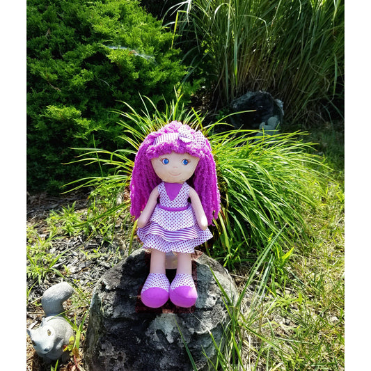 GirlzNDollz - Violet soft doll - dots & stripes