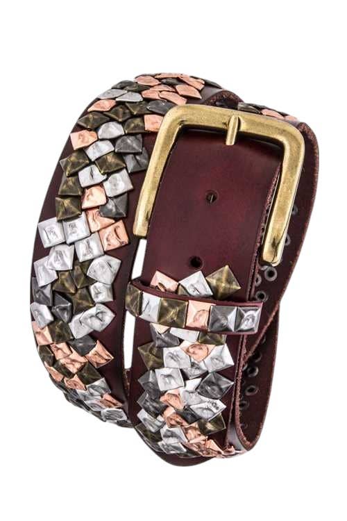 Hammered Studs Iconic Mix Tone Leather Belt