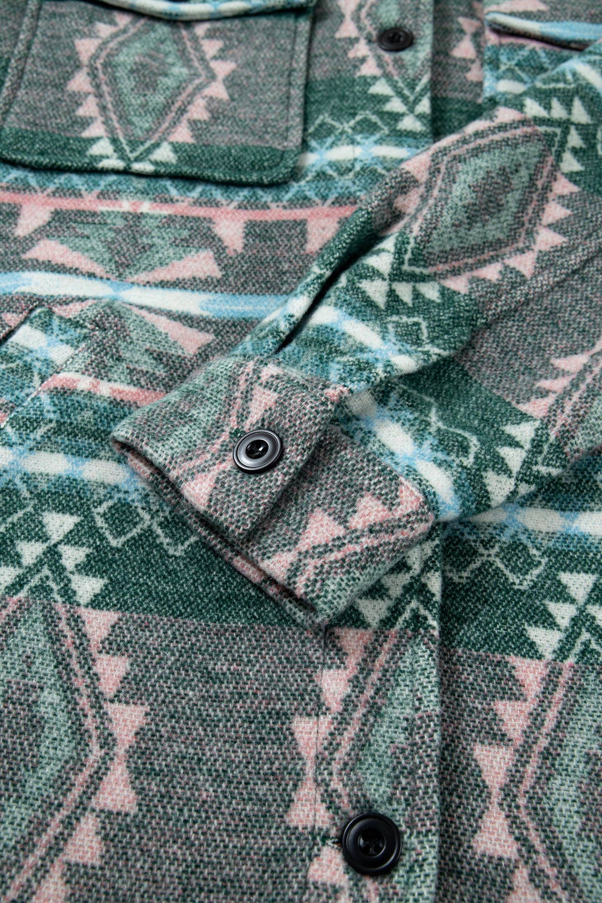 Geometric Print Button Front Long Sleeve Shacket