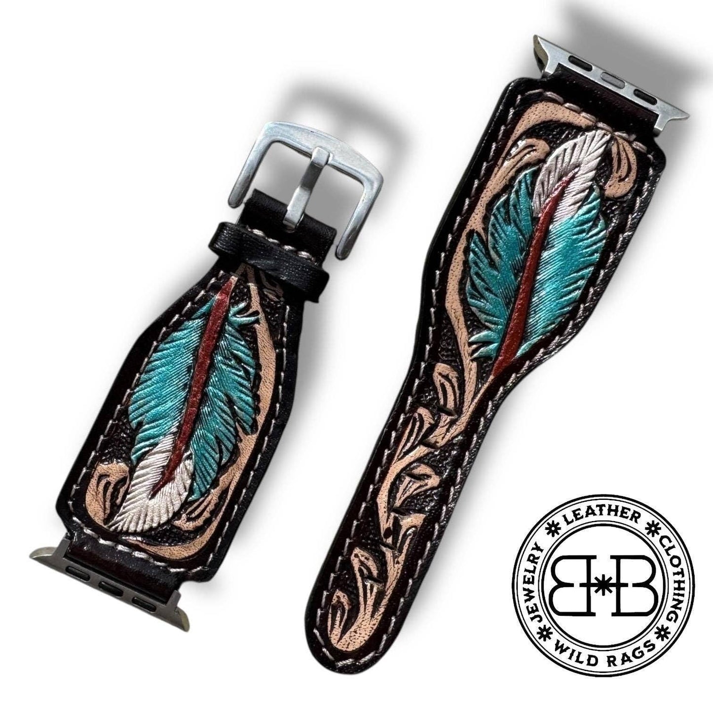 Western Tooled Leather Floral Watch Band by Double B Wild Rags