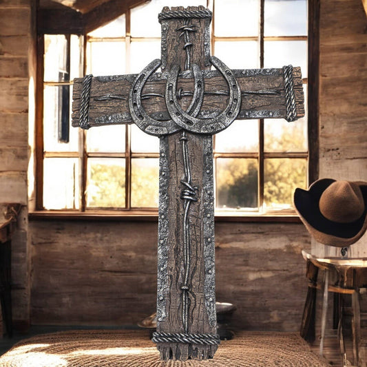 Western Crucifix with Horseshoe Wall Plaque