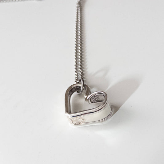 Bent Heart Silverware Necklace