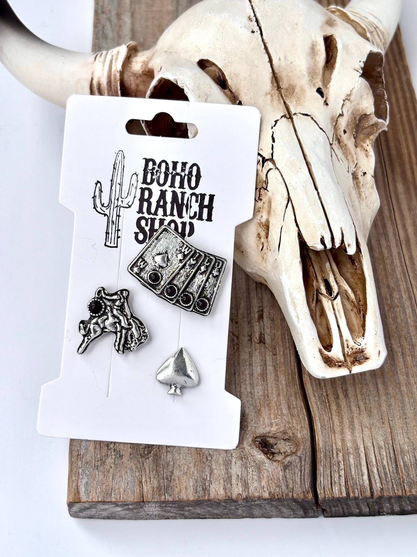 3pcs Magnetic Western Hat Pin Set - vegas gamble theme