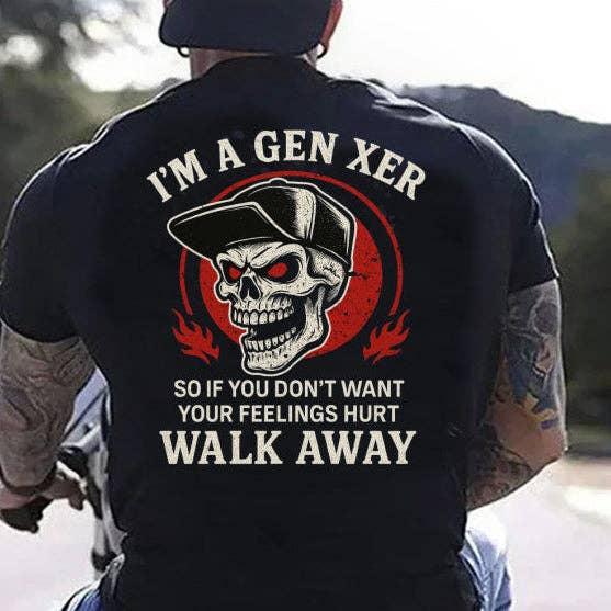 Longsleeve T-Shirt Sweatshirt Crewneck Gen X Skull – "Walk Away" Savage Retro Biker Design