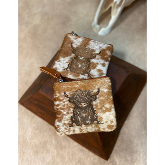 Highland Floral Cowhide Leather Coin Pouch
